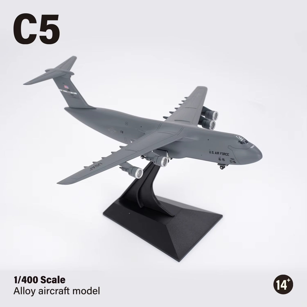 Fanatic 1/400 Scale C-5 Galaxy Alloy Model - US Strategic Transport Aircraft Replica and Scene Accessory