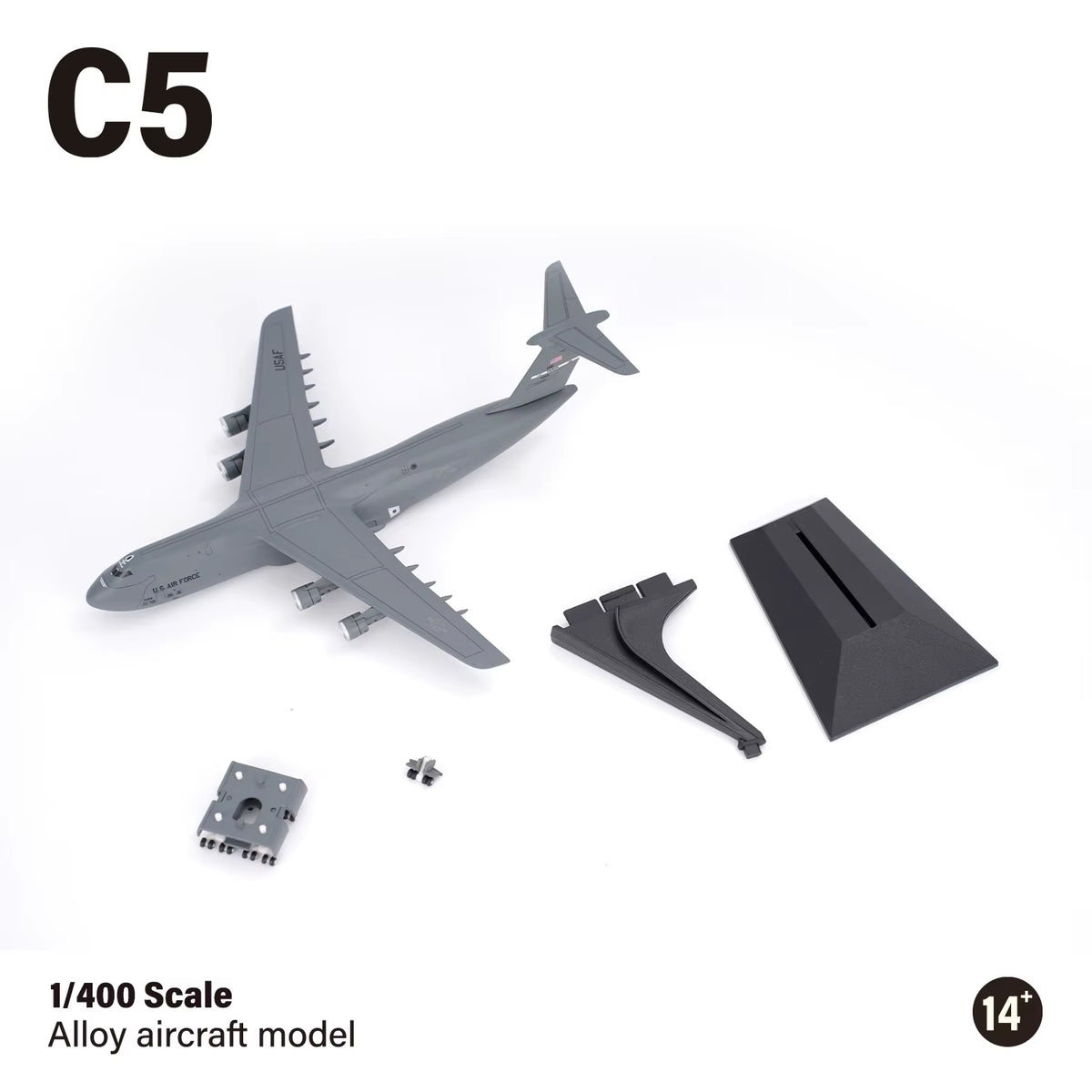 Fanatic 1/400 Scale C-5 Galaxy Alloy Model - US Strategic Transport Aircraft Replica and Scene Accessory