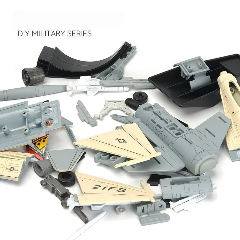 1/72 Military Series F-16 A/B Fighting Falcon Building Blocks Fighter Kit Glue Free DIY Assembled Bricks Jet Toys for Xmas Gifts