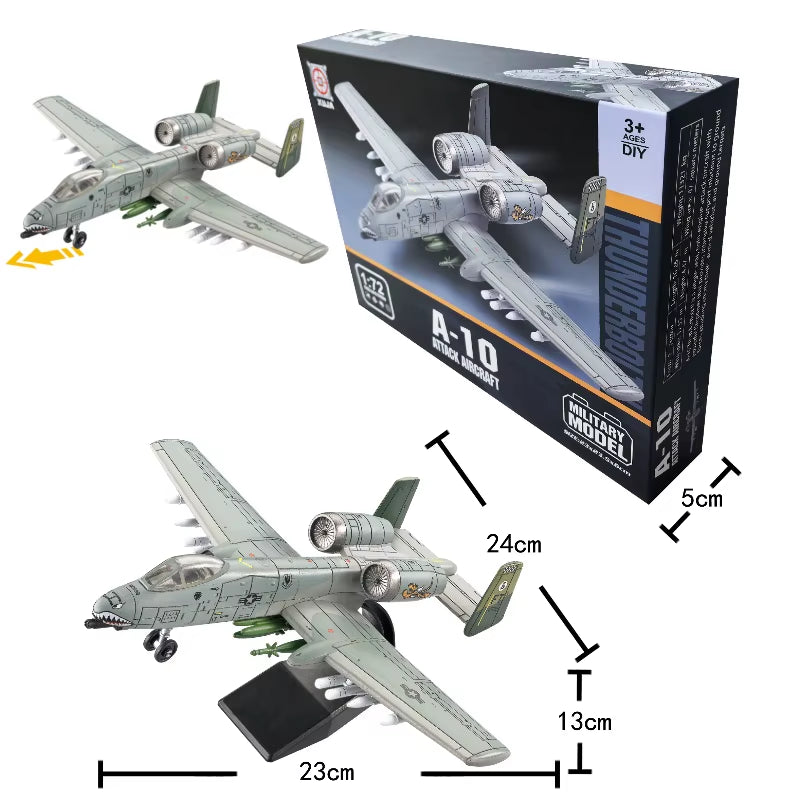 Maqueta de Bloques Avión de Ataque A-10 Thunderbolt II "Warthog" Escala 1/72 (Kit de Construcción DIY)