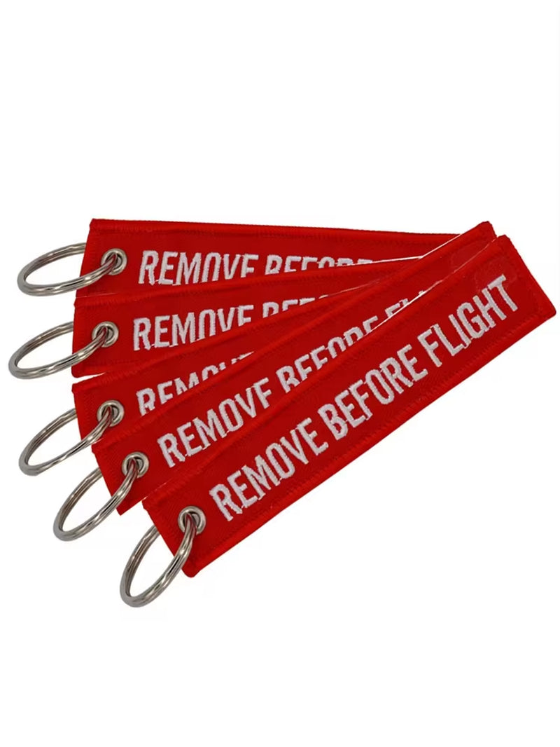 5PCS Remove before Flight Car Key Chain Embroidery Aviation Gifts Keyring Key Tag Holder for Motorcycles Keychain