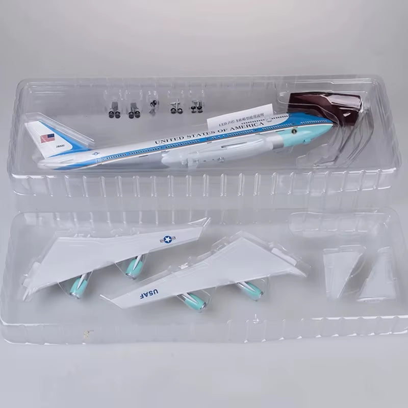 Air Force One Boeing 747 Model - 1:150 Scale, 18.5 Inches Long, LED Illuminated, Highly Detailed Resin Construction
