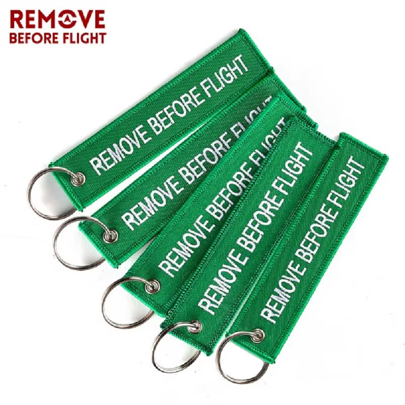 5PCS Remove before Flight Car Key Chain Embroidery Aviation Gifts Keyring Key Tag Holder for Motorcycles Keychain