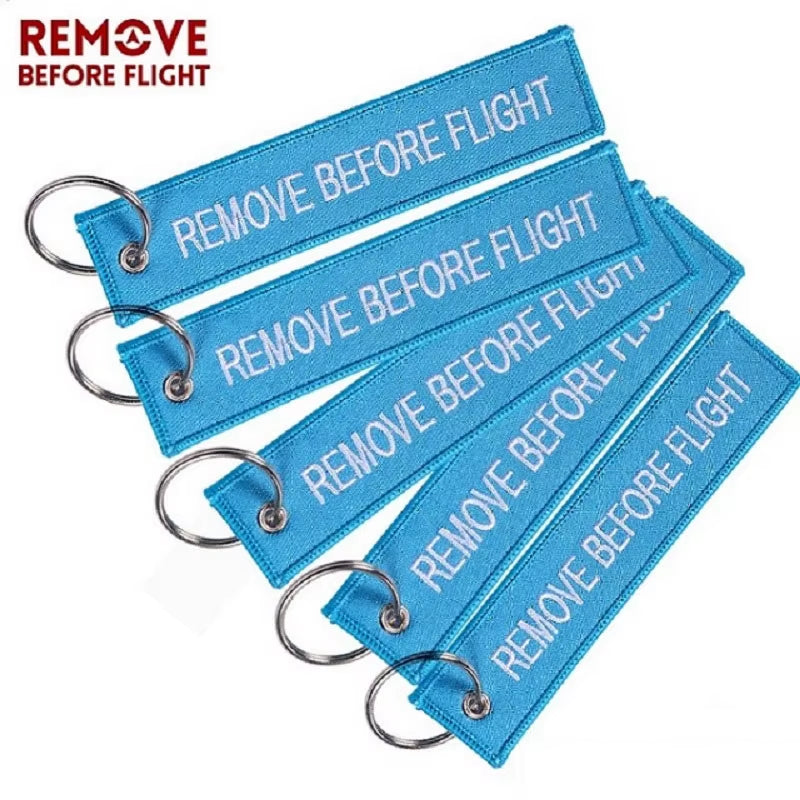5PCS Remove before Flight Car Key Chain Embroidery Aviation Gifts Keyring Key Tag Holder for Motorcycles Keychain