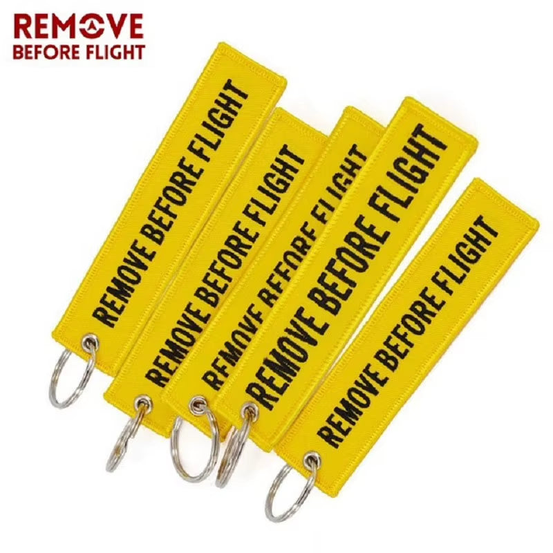 5PCS Remove before Flight Car Key Chain Embroidery Aviation Gifts Keyring Key Tag Holder for Motorcycles Keychain