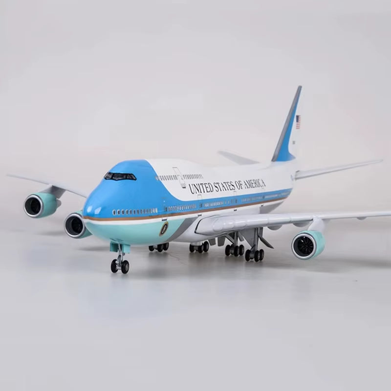 Air Force One Boeing 747 Model - 1:150 Scale, 18.5 Inches Long, LED Illuminated, Highly Detailed Resin Construction